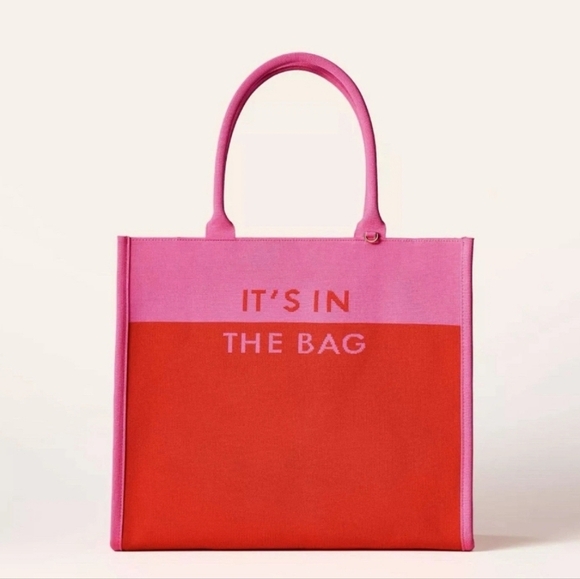 NEW Kate Spade New York X Target Colorblock Knit Tote “It’s In The Bag” Pink/Red - Picture 1 of 4